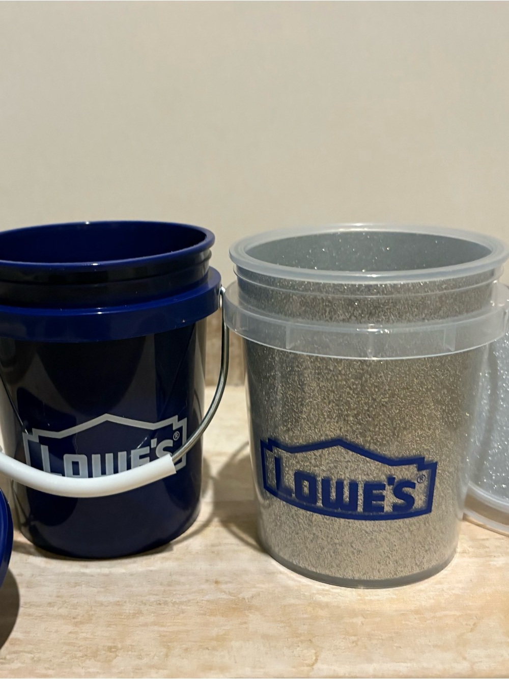 Lowe's Branded Blue and Silver Glitter Mini Buckets